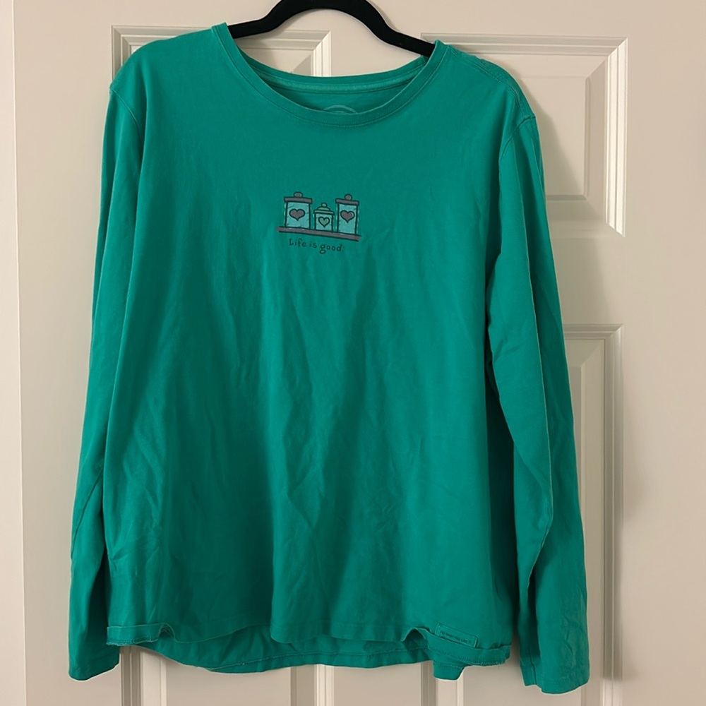Women’s Life Is Good Green XL Long Sleeve Tee